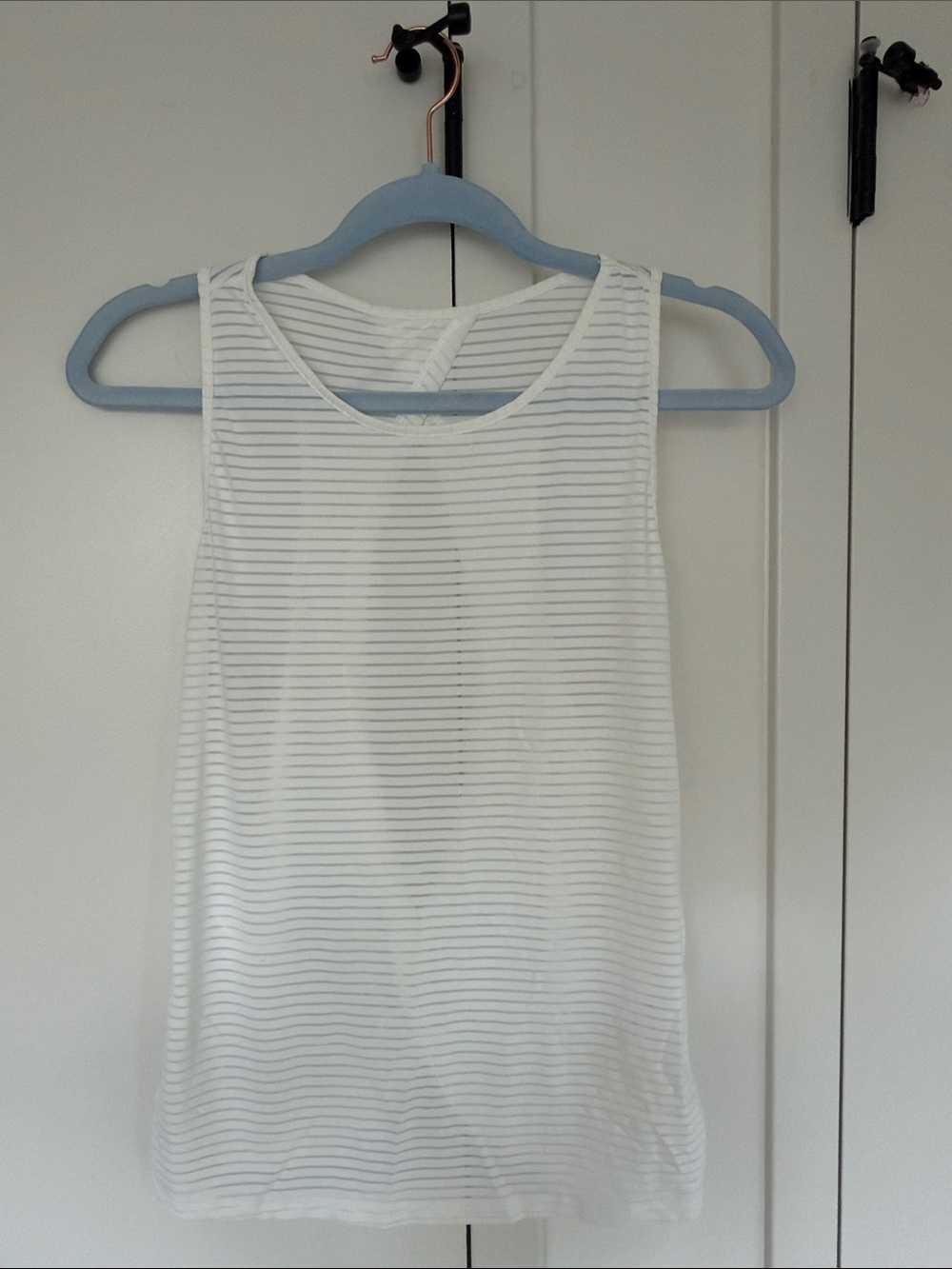 White Sheer Striped sheer Tank Top - Lightweight Women's Top